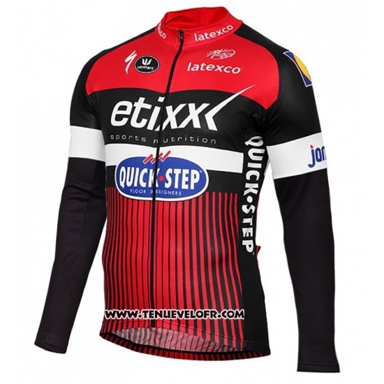 2016 Maillot Ciclismo Etixx Quick Step Rouge et Noir Manches Longues et Cuissard